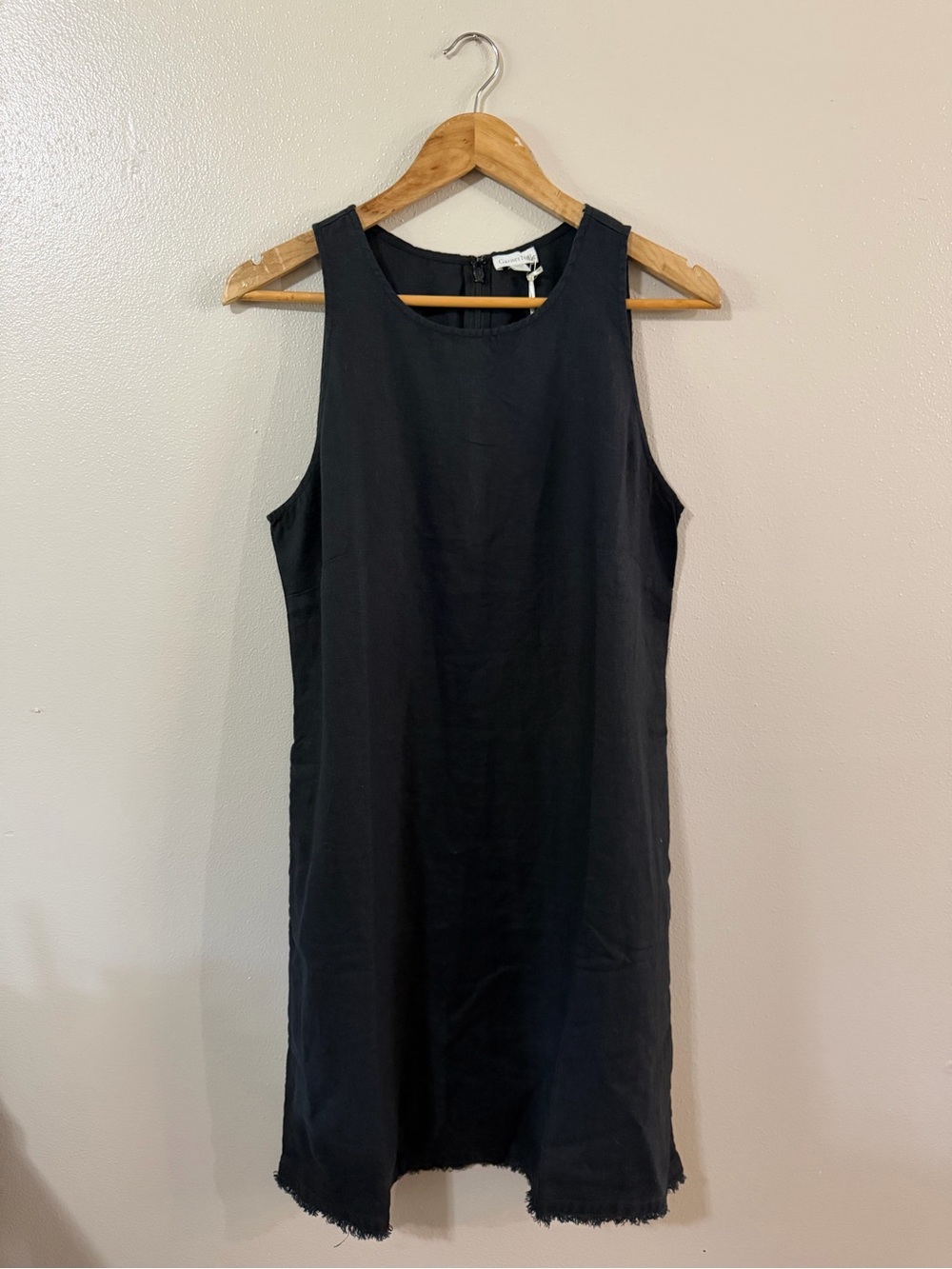 Garnet Hill | NWT Linen Black Fringeβ Hem Dress, size 10 - Picture 2 of 12